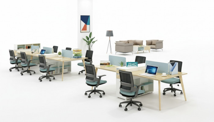 Büro Miwwelen Ariichtung Dëscher Holz Dësch 4 Aarbechtsplazen Schreibtisch