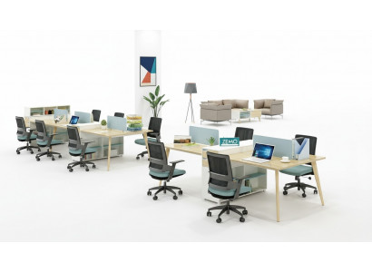 Büro Miwwelen Ariichtung Dëscher Holz Dësch 4 Aarbechtsplazen Schreibtisch