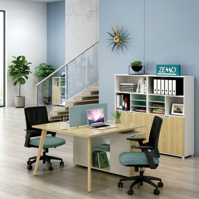 Schraufdësch Aarbechtsplaz Dësch 2 Aarbechtsplaze Comptoir Holz Dëscher Büro Miwwelen