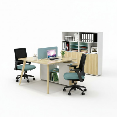 Schraufdësch Aarbechtsplaz Dësch 2 Aarbechtsplaze Comptoir Holz Dëscher Büro Miwwelen