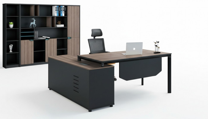 Schreifdësch mat Regal Home Office Büroagriichtung Dekoratioun Miwwelen Schreifdësch