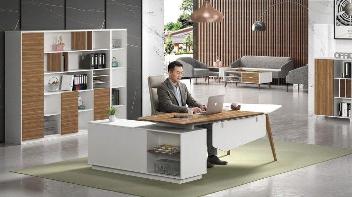 Dësch Holz Schreifdësch Modern Design Dëscher Büro Ariichtung Eckschreifdëscher