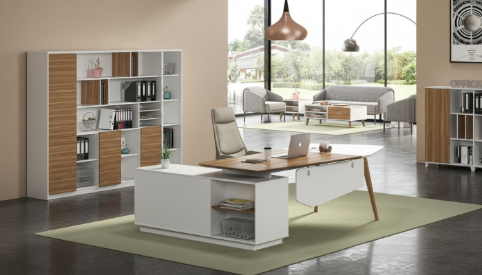 Dësch Holz Schreifdësch Modern Design Dëscher Büro Ariichtung Eckschreifdëscher