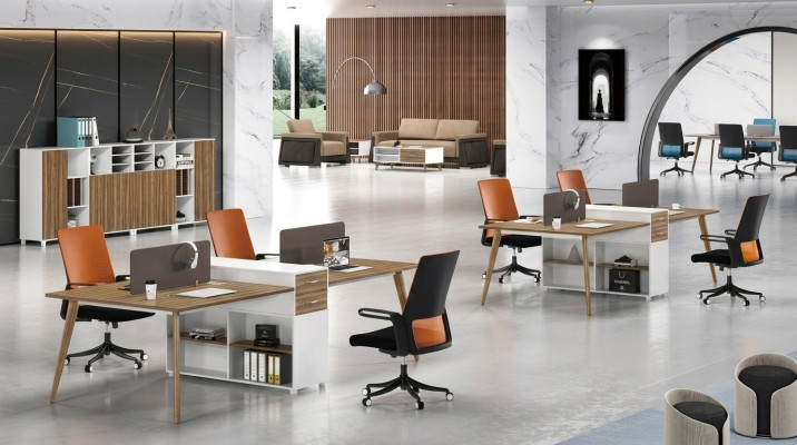Bürosmöbel Ariichtung Dëscher Dësch Schreifdësch Callcenter Holz