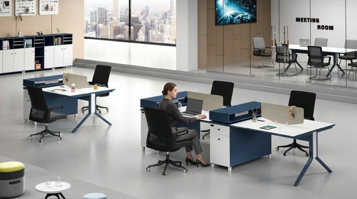 Dësch Büro Miwwelen Ariichtung Dëscher Callcenter Holz 4 Aarbechtsplazen