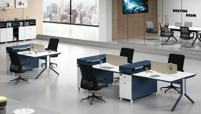 Dësch Büro Miwwelen Ariichtung Dëscher Callcenter Holz 4 Aarbechtsplazen