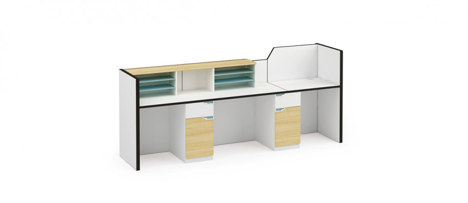 Receptiounsschalter Receptiounsdësch Praxis Büro Messe Empfang Hotel Dëscher 280x80cm