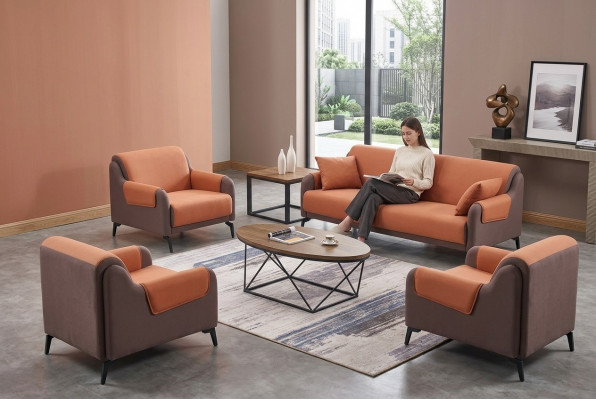 Canapé Couch Polster Stoff Couchen Polster Garnitur 3+1+1 Sëtzer Büroeinrichtung