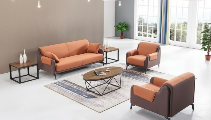 Canapé Couch Polster Stoff Couchen Polster Garnitur 3+1+1 Sëtzer Büroeinrichtung