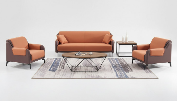 Canapé Couch Polster Stoff Couchen Polster Garnitur 3+1+1 Sëtzer Büroeinrichtung
