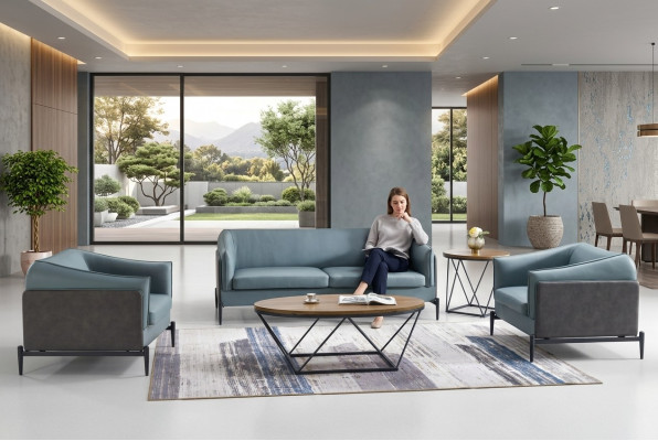 Luxuriéist 3+1+1 Sofa-Set am modernen Designerstil mat Textilbezuch