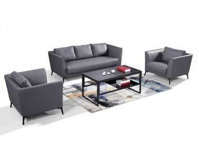 Ledersofa Sofagarnitur 3+1+1 Sëtzer Set Garnitur Polstersofa Canapé Designersofa