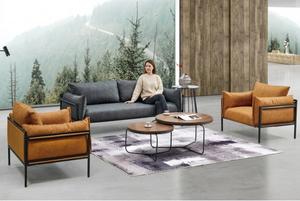 Sofa Garnitur Kanapee Couch Polster Stoff Garnitur 3+1+1 Komplett Set Garnituren