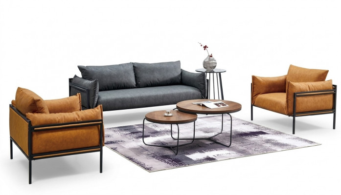 Sofa Garnitur Kanapee Couch Polster Stoff Garnitur 3+1+1 Komplett Set Garnituren
