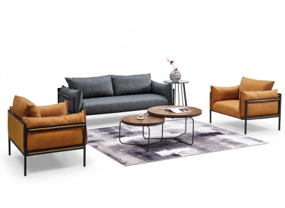 Sofa Garnitur Kanapee Couch Polster Stoff Garnitur 3+1+1 Komplett Set Garnituren