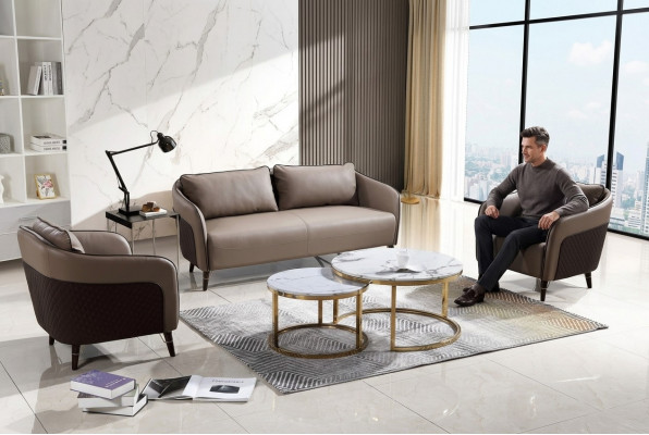Canapé-Set Büro Canapé Polster Sofa-Set 3+1+1 Lieder Canapéen Sofae Komplett Nei