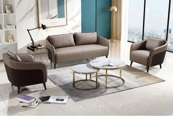 Canapé-Set Büro Canapé Polster Sofa-Set 3+1+1 Lieder Canapéen Sofae Komplett Nei