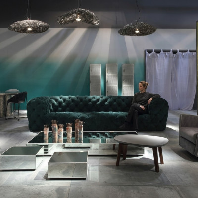 Luxus Chesterfield Samt Velours Drësëtzer Stoff Couchen Polstersofa