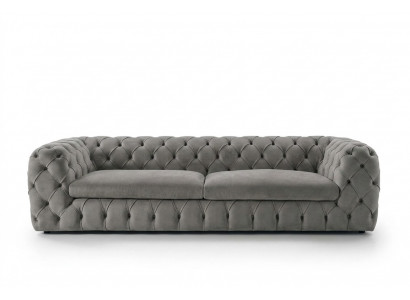 Klassesch Dräisëtzer Canapé Sofa Polster 3 Sëtzer Stoff Stoffcanapé Chesterfield