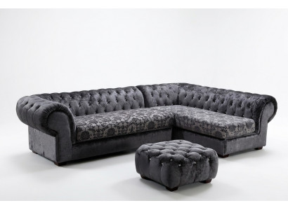 Klassesch Chesterfield Stoff L-Form Canapé Wunnlandschaft Eckssofa Garnitur