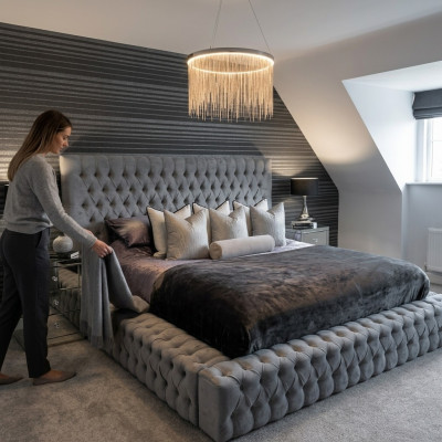 Chesterfield Bett Luxus Schlofkummer Hotel Polster Better mat Knäppercher