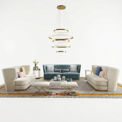 Sofa Couch 265cm Polstersofa 4 Sëtz Stoff grouss XXL Wunnzëmmer Couchen