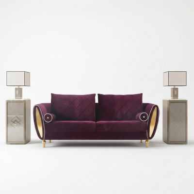 Sofa 3-Sëtzer Sofas Canapé Polster Garnitur Metall Design Modern Couchen