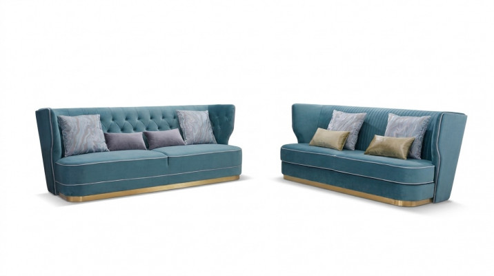 Designer Sofa Sofagarnitur 3+3 Sëtzer Couch Polster Garnitur Grupp Metall