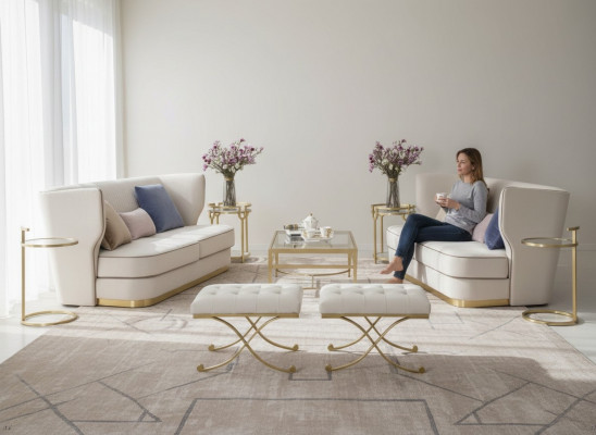 Designer Sofa Sofagarnitur 2+2 Sëtzer Couch Polster Garnitur Nei Miwwelen