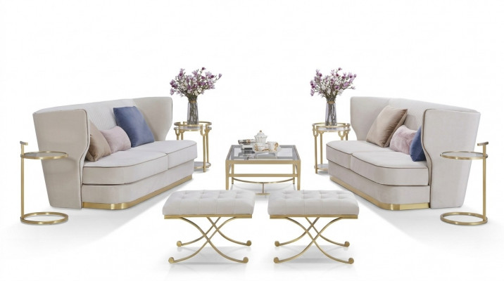 Designer Sofa Sofagarnitur 2+2 Sëtzer Couch Polster Garnitur Nei Miwwelen