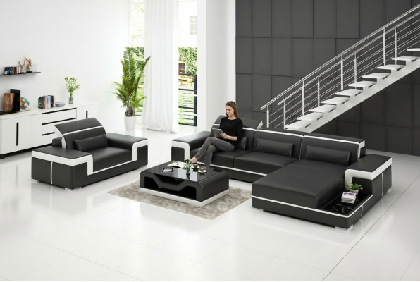 Ecksofa Set Canapé Polster Eck Garnitur Fauteuil Wohnlandschaft L Form