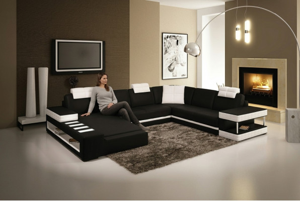 U-Form Sofa Canapé Polsterset Wunnlandschaft Design Luxus Ecksofa