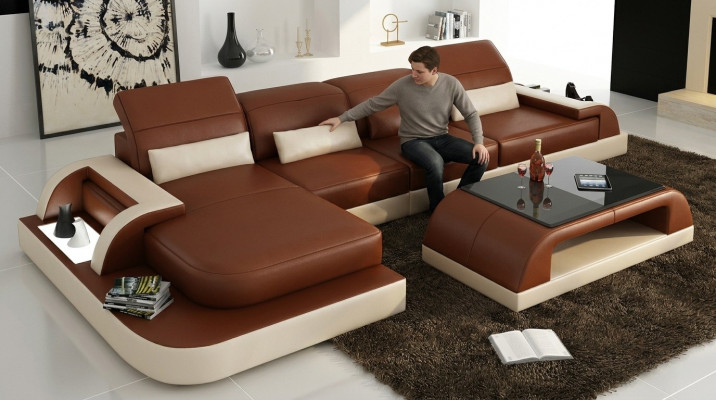 Brong L-Form Canapé Sofa Polster Garnitur Wunnlandschaft Design Eckssof Leder