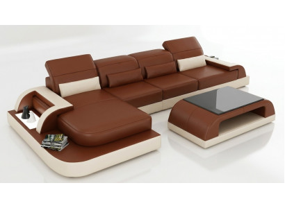 Brong L-Form Canapé Sofa Polster Garnitur Wunnlandschaft Design Eckssof Leder