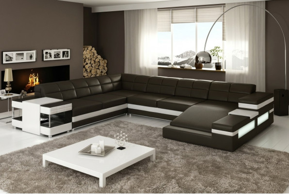Design Ecksofa Sofa Canapé Polster Eckgarnitur Deko Ledersofa Sofas Canapéen