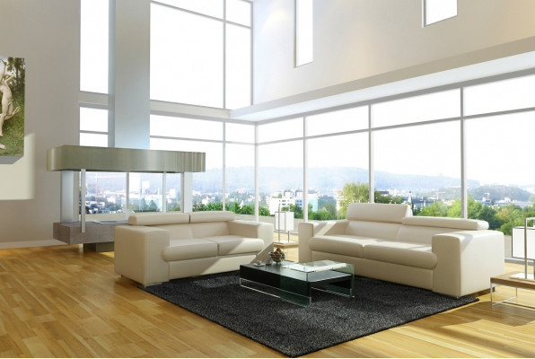 Ledercouch Couch Sofagarnitur Polster 3+1+1 Sëtzer Couchen Sofa Design