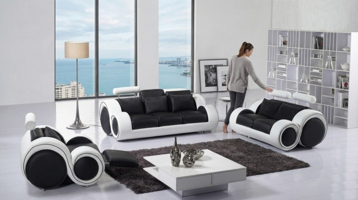 Ledersofa Canapé Sofagarnitur Neien 3+2 Sëtzer Garnitur Design Modern Canapé