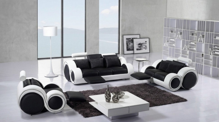 Ledersofa Canapé Sofagarnitur Neien 3+2 Sëtzer Garnitur Design Modern Canapé