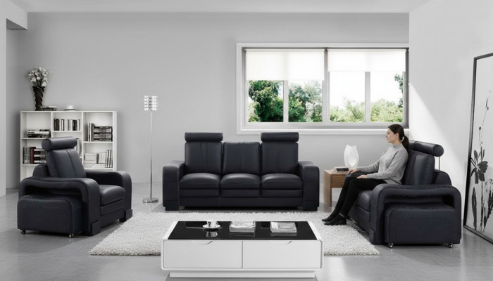 Design Ledersofa Couch Garnituren 3+2+1 Sëtzer Garnitur Sofagarnitur Sofa