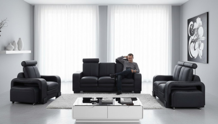 Sofa-Set 3+2 Sëtz Set Design Sofa Polster Couchen Couch Modern 2 tlg Sofas