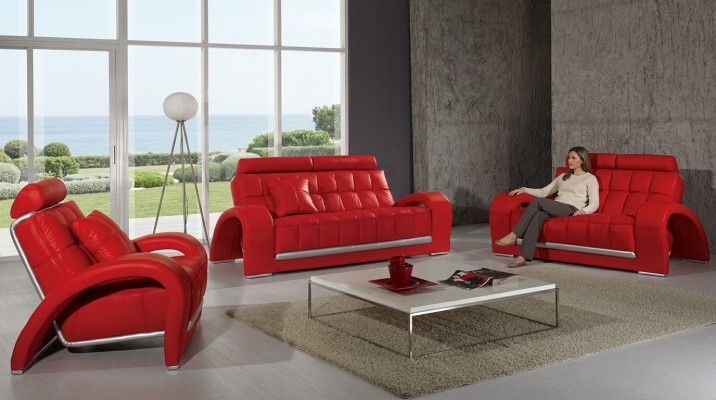 Ledercouch Couch Sofasett Nei 3+2 Sëtzsetter Design Modern Sofa