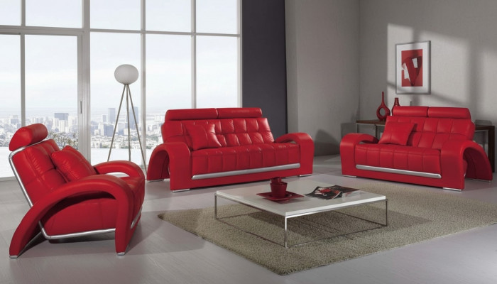 Ledercouch Couch Sofasett Nei 3+2 Sëtzsetter Design Modern Sofa