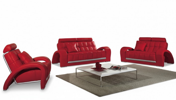 Ledercouch Couch Sofasett Nei 3+2 Sëtzsetter Design Modern Sofa