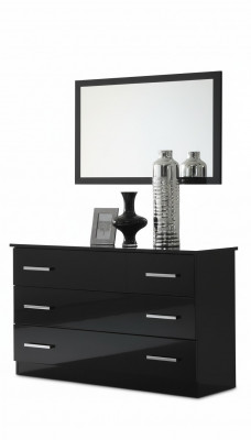 Dësch Klassesch Spigel Kommode Schminktisch Schlofkummer Hocker Set Héichglanz
