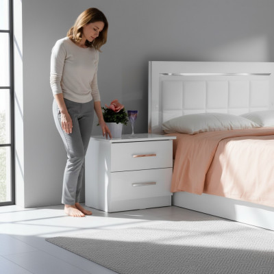 Design Nuecht Dësch Konsol Metall Glanz Dëscher Konsolen Schlofwues Beistell.