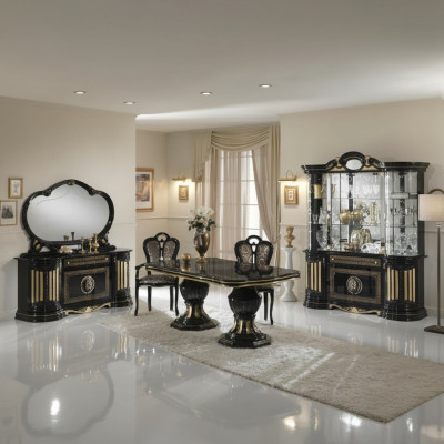 Klasseschen Design Iessdësch Dësch Italienesche Stil Miwwelen Dëscher Schwaarz Gold