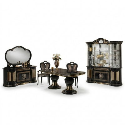 Klasseschen Design Iessdësch Dësch Italienesche Stil Miwwelen Dëscher Schwaarz Gold