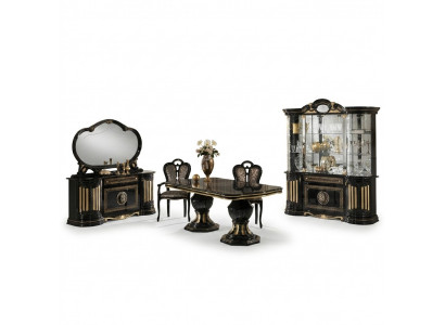 Klasseschen Design Iessdësch Dësch Italienesche Stil Miwwelen Dëscher Schwaarz Gold
