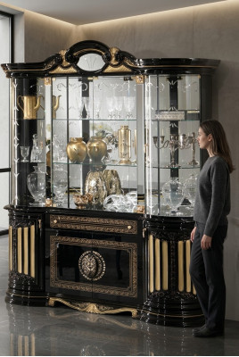 Vitrin Glas Schief Wohnzëmmer Schaufënster Vitrinen Italienesch Miwwelen Holz