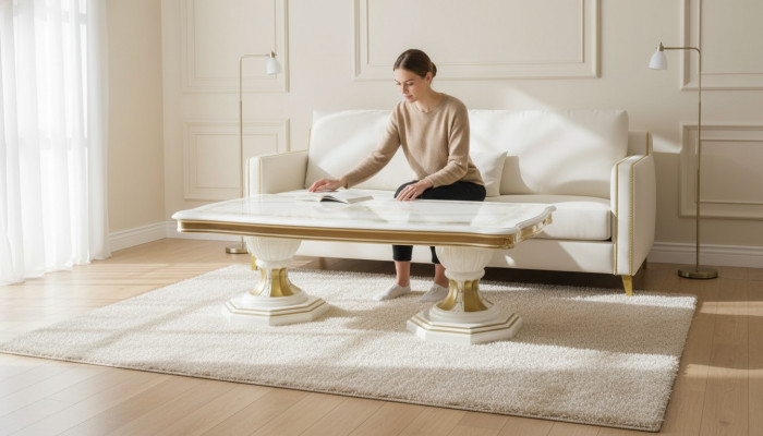Couchtisch Design Italien Miwwelen Dësch Wunnzëmmer Dëscher 130x70cm Héichglanz Nei